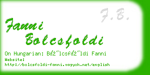 fanni bolcsfoldi business card